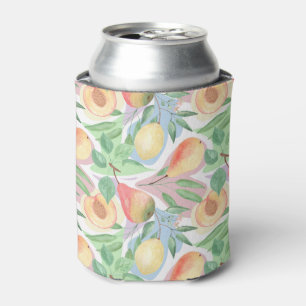 Porta-lata Frutas, pêssegos, peras, limões, aquarela