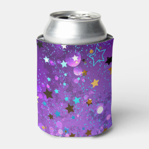 Porta-lata Fundo de folhas roxas com estrelas