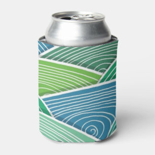 Porta-lata Fundo de ondas verdes abstratas onduladas