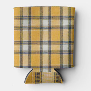 Porta-lata Fundo de Textura de Tartan Branco Amarelo