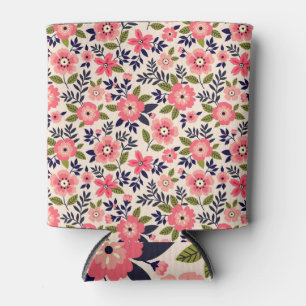 Porta-lata Fundo floral vintage, flores cor-de-rosa distantes