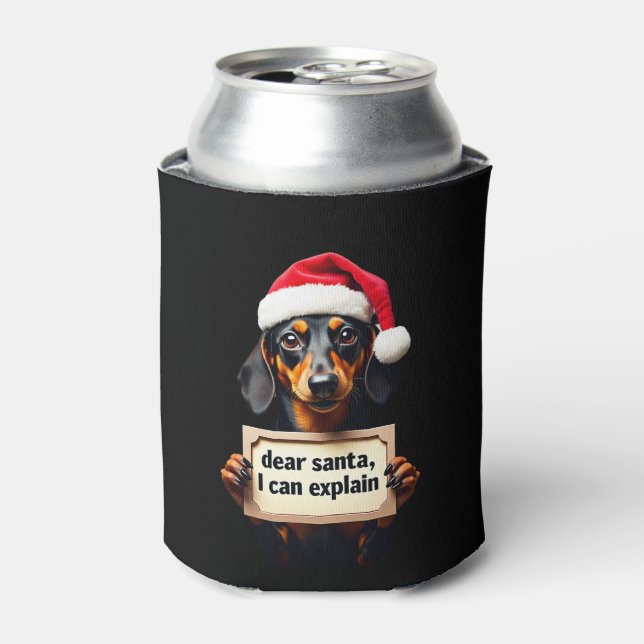 Porta-lata Funny Dachshund Christmas Dear Santa I Can Explain (Can Front)