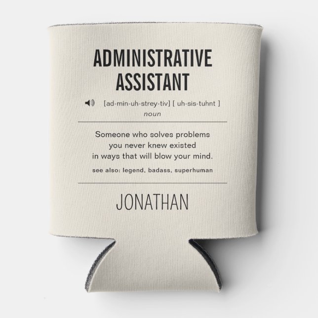 Porta-lata Funny do Assistente Administrativo Personalizado (Frente)