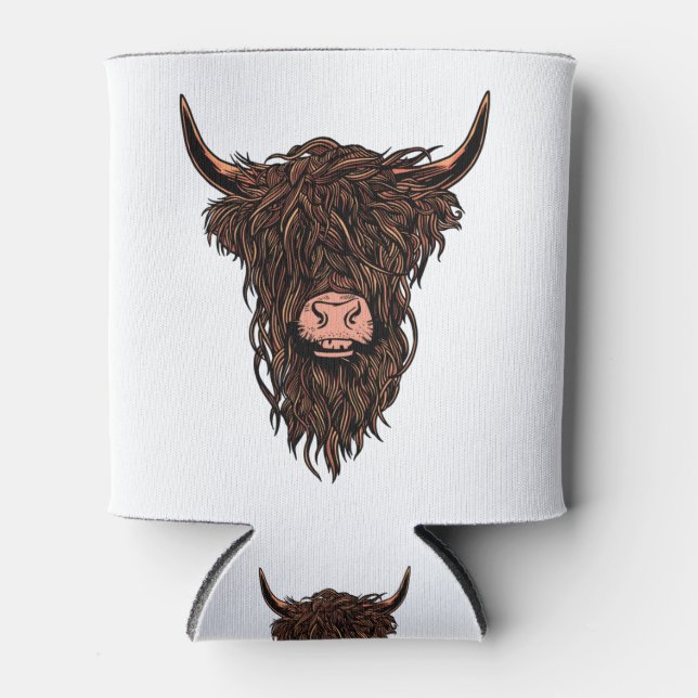 Porta-lata Funny Highland Cow Head (Frente)