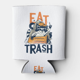 Porta-lata Furry Raccoon com texto de lixo