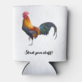 Porta-lata Galo colorido vibrante dizendo Strut, seu material