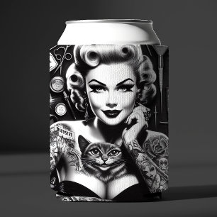 Porta-lata Garota Tatuada Alternativa de Escola Antiga