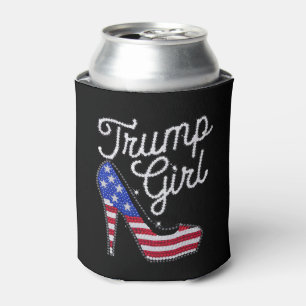 Porta-lata Garota Trump Salto Alto Brilho Bandeira Americana