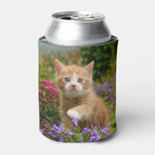 Porta-lata Gatinho bonito em um jardim, Bawdle engraçado do