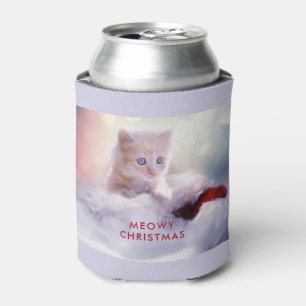 Porta-lata Gatinho bonito que descansa em um Natal de Meowy