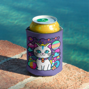 Porta-lata Gatinho Espacial Branco Fofo