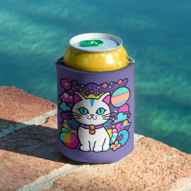 Porta-lata Gatinho Espacial Branco Fofo (Piscina in situ)