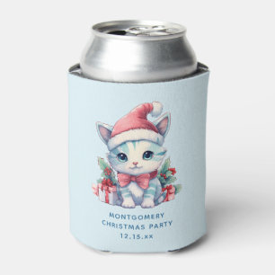 Porta-lata Gatinho Fofo de Chapéu de Papai Noel Festa de Nata