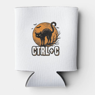 Porta-lata Gato Assustador CTRL C Design de Vetor de Hallowee