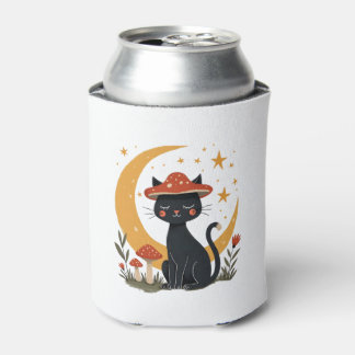 Porta-lata Gato Cogumelo Chapéu Cottagecore Gatinho Mulheres 
