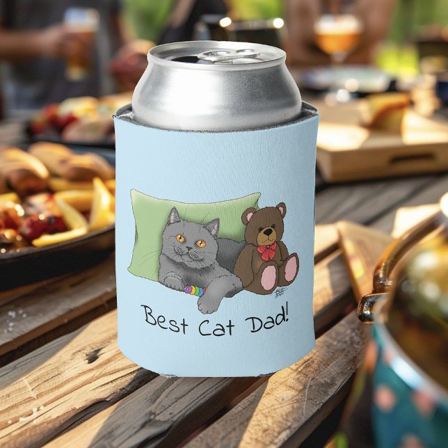Porta-lata Gato de Cinza dia de os pais (Criador carregado)