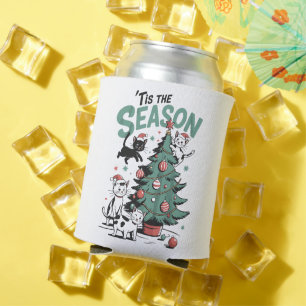 Porta-lata Gato de Natal Retro É a Temporada Meowy Catmas 