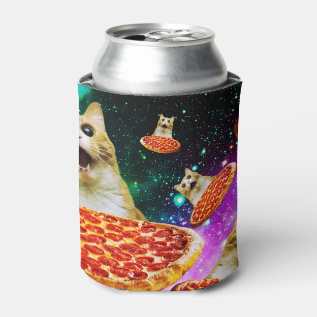 Porta-lata Gato de pizza espacial engraçado (Can Front)