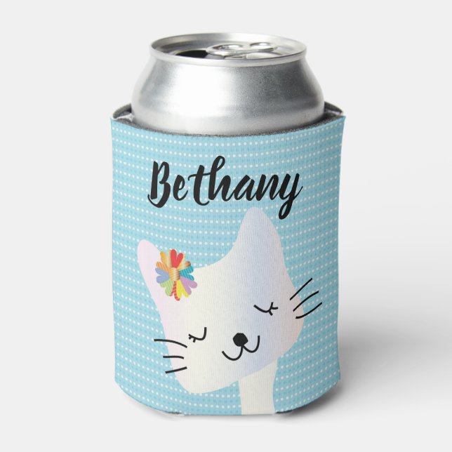 Porta-lata Gato e Flores Cutis Personalizados (Can Front)