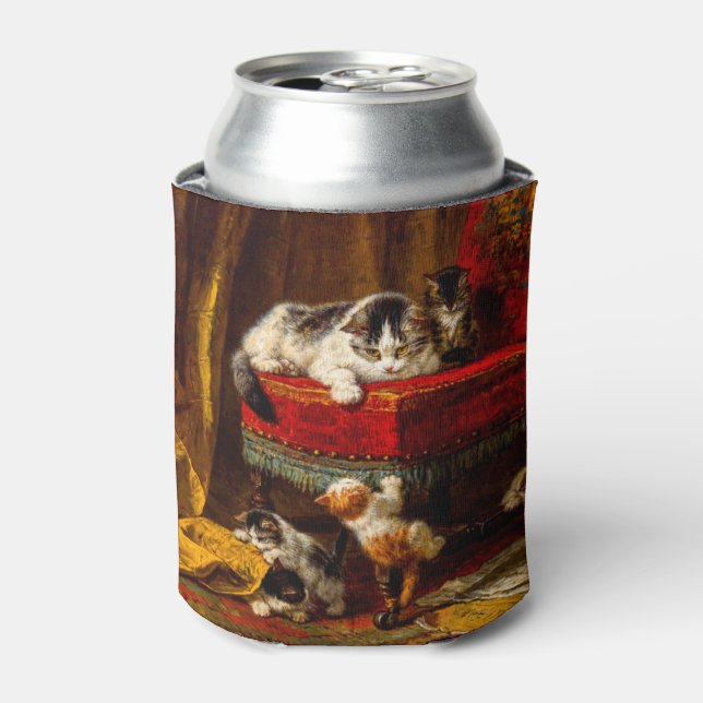 Porta-lata Gato e Gatinhos Brincando com Cadeira (Can Front)