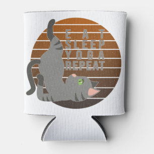 Porta-lata Gato engraçado bonito fazendo yoga. design de ioga