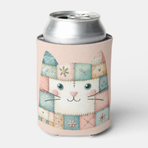 Porta-lata Gato Falso de Patchwork em Pastel