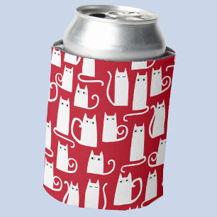 Porta-lata Gato Gato-Cinto, Vermelho e Branco Festivo