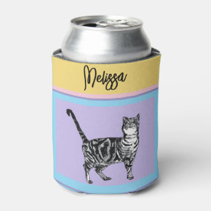 Porta-lata Gato Listrado Pastel Cats Cores Pastel Feminino