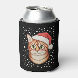 Porta-lata Gato Malhado Chapéu de Papai Noel Neve Natal