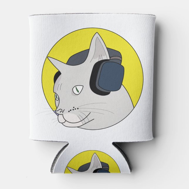 Porta-lata Gato Musical com Fone de Ouvido (Frente)