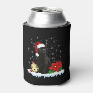 Porta-lata Gato Preto Com Uma Figurinha De Natal De Papai Noe