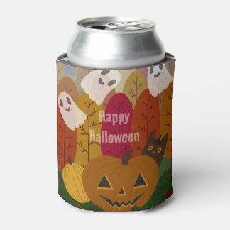 Porta-lata Gato Preto de Halloween Fofo e Fantasmas Abóbora d