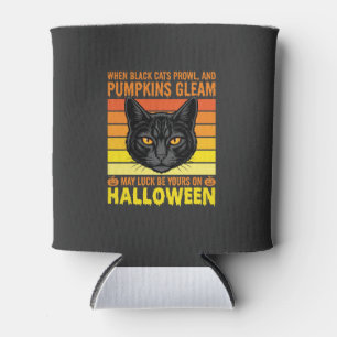 Porta-lata Gato Preto Gráfico de Abóbora Vintage de Halloween