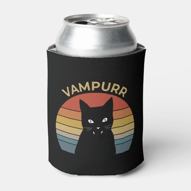 Porta-lata Gato vampiro engraçado de vampiro retro pôr do sol (Can Front)