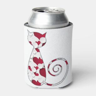 Porta-lata Gato vermelho & branco do amor
