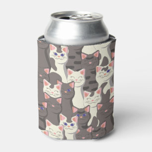 Porta-lata Gatos brancos e cinzas padrão