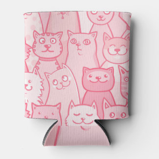 Porta-lata Gatos Cor-De-Rosa, Padrão Adorável Sem Olhos.