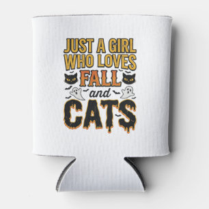 Porta-lata Gatos de Outono Garota de Halloween Design Gráfico