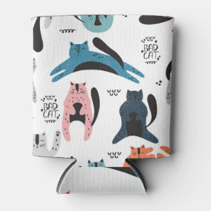 Porta-lata Gatos Escandinavos: Design de Têxtil Vintage.