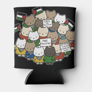 Porta-lata Gatos pela Palestina – Gatos Kawaii pela Justiça