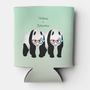 Porta-lata Gay Bonito Pandas Arco-íris Óculos De Casamento 