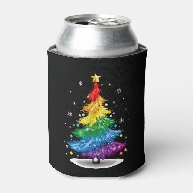 Porta-lata Gay LGBT Orgulho Rainbow Árvore de Natal Merry Xma (Can Front)