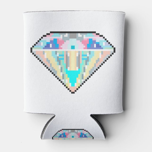 Porta-lata Gema de diamante de arte em pixel (Frente)
