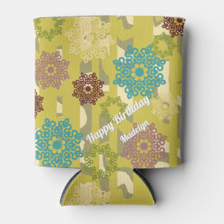 Porta-lata Geometric Flower Motiff Urban Camo Stripes Pattern