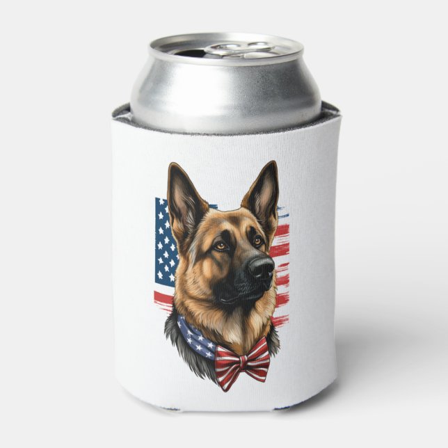 Porta-lata German shepherd com bandeira americana (Can Front)