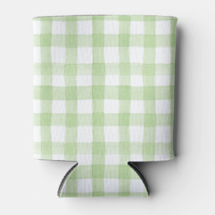 Porta-lata Gingham Branco e Verde da Aquarela