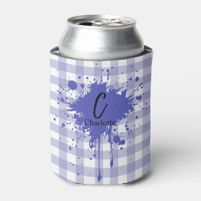 Porta-lata Gingham Marinho de Pastel (Can Front)