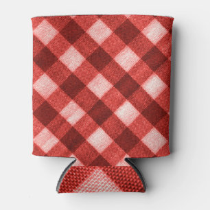 Porta-lata Gingham vermelho brilhante: textura aproximada.