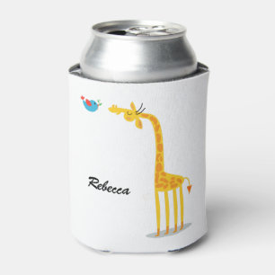 Porta-lata Girafa bonito e pássaro dos desenhos animados