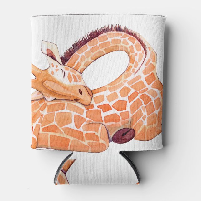 Porta-lata Girafa Dormindo: Gentil Aquarela (Frente)